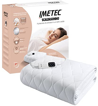 Imetec Scaldasonno Adapto, Maxi-Spann-Wärmeunterbett für Einzelbett, 195x90 cm, geringer Stromverbrauch, schnelle Erwärmung, indiv. Temperatur, hypoallergenes gestepptes Gewebe, Steuerung mit 6 Temp.