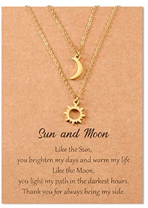SUNSH Sonne Und Mond Halskette Für Frauen Teen Mädchen Mutter Tochter Halskette Beste Freundin Halsketten Freundschaft Bessties Set Schwester Schmuck Bff Freundschaft Geschenke Für Sie Silber Gold
