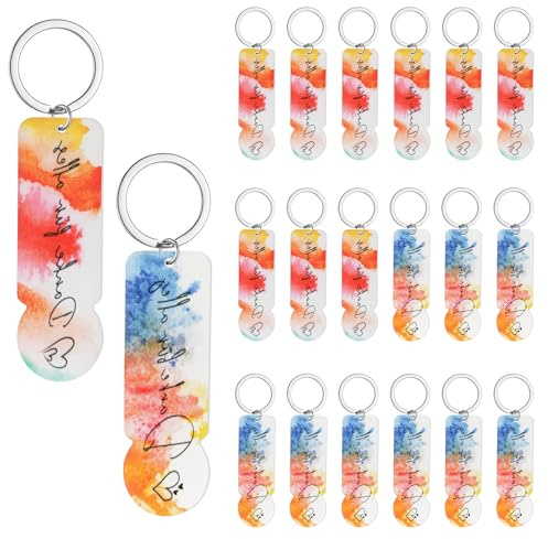 KWJEIULSOQ 20 Stück Einkaufswagenchip Geschenk Schlüsselanhänger Acryl Einkaufschip Einkaufswagenlöser Danke für Alles Schlüsselanhänger Erzieherin für Freunde, Lehrer und Familie