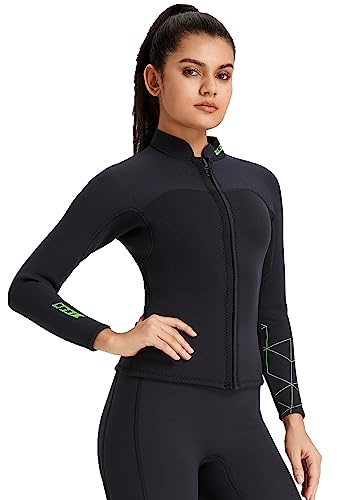 ZCCO Neoprenanzug für Damen, 3mm mit Reißverschluss vorne, Lange Ärmel, Tauchanzug zum Schwimmen, Schnorcheln, Tauchen, Surfen(3FT-WM-M)