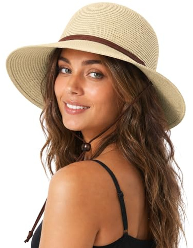 Zylioo Sonnenhut Damen XL/XXL Strohhut UV Schutz Hut Großen Kopf Sommerhut | Female UPF50+ Strandhut Strandmütze mit Breiter Krempe Urlaub Reisen Garten