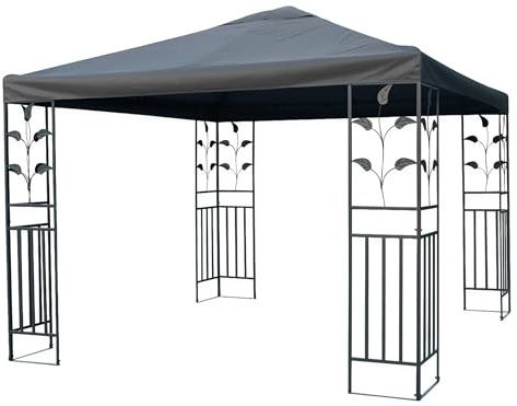 Pavillon Ersatzdach wasserdicht mit PVC Beschichtung 3 x 3 Meter - anthrazit - Universal Pavillondach - Garten Party Pavillon Dach Sonnenschutz