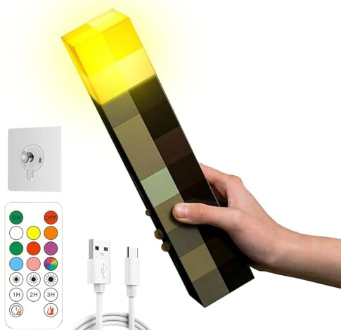 HLMNAKE 28cm LED Fackel Wall Lampe V2 mit Fernbedienung, 8 Farben & Flammeneffekt- Sound Licht Simulation, Einstellbare Helligkeit, zeitgesteuert