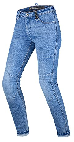 SHIMA DEVON Motorradjeans - Belüftete Elastische Slim Fit Biker Motorradhose mit FiberQL-Verstärkungen, CE Knie- und Hüftprotektoren (Damen, Blau, 26)