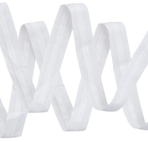 20M X 2.5CM Gardinenband Kräuselband zum Aufnähen mit Haken,Universalband Vorhang Faltenband Überschrift Band,Kräuselband zum Aufbügeln für Gardine-Weiß
