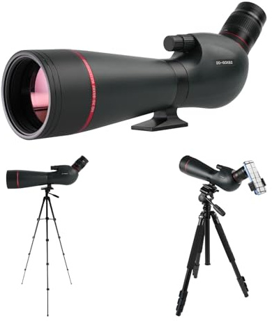 BOSTRON Spektiv 20-60x82 BAK4 FMC – IPX7 Wasserdichtes Fernrohr mit 27mm Okular für Vogelbeobachtung Jagd