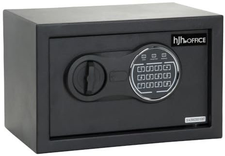 hjh OFFICE Tresor mit Zahlenschloss 8,5 L Safe COMPACT III Stahl Schwarz Möbeltresor Elektronik Schloss 20x31x20cm, 830040