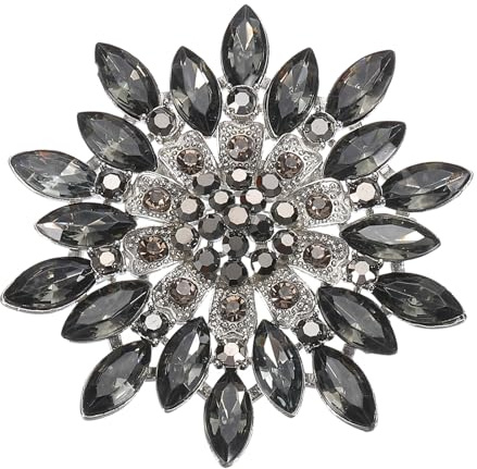 PATIKIL Strass Blumenbroschen, Mode Strass Brosche, Pin Abzeichen kristall Vintage elegante Knofür Damen Kleid Bouquet Mantel Hut Tasche,grau
