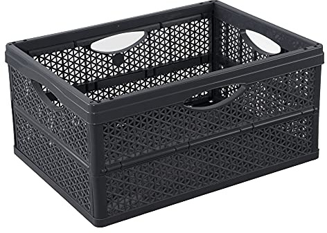 BranQ - Home essential Klappbox- praktischer und universeller Klappbox mit einem Fassungsvermögen von 32 Litern, aus BPA-frei Kunststoff, Anthrazit, 5901098173209