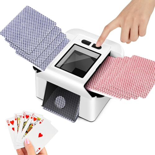 Elektrische Kartenmischer für 1–2 Decks,Wiederaufladbarer Automatischer Kartenmischer Tragbarer Kartenmischmaschine mit 2000 mAh für Kartenspiel,Texas Hold'em, UNO, Poker, Phase 10, Blackjack