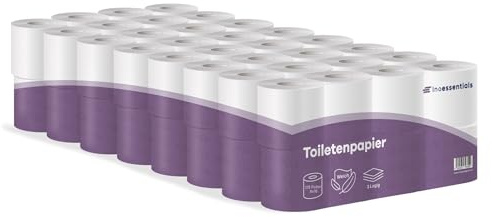 Inoverse Toilettenpapier 128 Rollen, Klopapier 3-lagig, 150 Blätter pro Rolle Wc papier, Weich und Stark Klopapier, 100% Zellstoff Toilet Paper, Grosspackung, 2 Pack(64 Rollen/1-er Pack)
