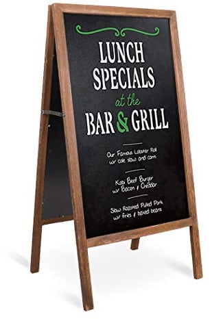 UNHO Aufsteller Kreidetafel Kundenstopper beidseitig aus Holz Magnetische Holztafel Werbetafel Schreibtafel klappbar 100×50cm - Braun