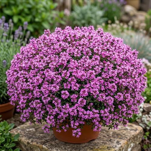 Deutscher Thymian Samen 10.000 Stück – Thymus vulgaris mehrjährig, winterharte Kräuter Pflanze, bienenfreundlicher Bodendecker, trockenresistent für Garten Balkon Beet