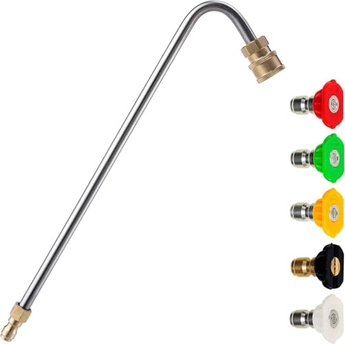 M MINGLE Dachrinnenreiniger-Aufsatz für Hochdruckreiniger, 33cm, 5 Düsen | Winkel-Verlängerungslanze für Dachrinnenreinigung und schwer zugängliche Stellen, mit 1/4 Schnellkupplung
