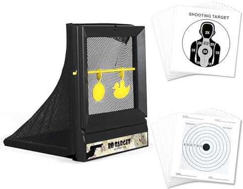 ATFLBOX Softair Ziel Target Kugelfang Zielscheibe inkl. Pendelziel BB Gun Zielfalle Kugelfang mit 50 Papierzielen