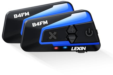 LEXIN B4FM Motorrad Bluetooth Headset, Helm Intercom, Kommunikationssystem für bis zu 10 Motorräder mit 2000m Reichweite, Motorradhelm Gegensprechanlage mit Musikteilen Funktion, Doppelpack