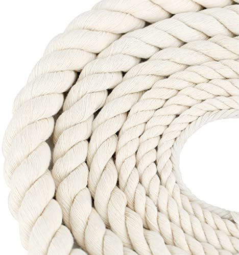Baumwollseil Seil Kordel Kordelband 4mm 25M Tau Seil Cotton Rope Baumwollkordel Dickes Seil Makramee Garn Regenbogen DIY Set Garten Balkon Haus Deko Seil Beige