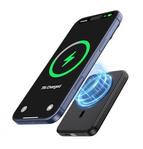 A ADDTOP Magnetische Power Bank 10000mAh - PD 20W Schnelllade Powerbank with USB-C In&Out, Slim Wireless Ladegerät Externe Handyakkus with LED Display für iPhone 17/16/15/14/13/12/Pro Max