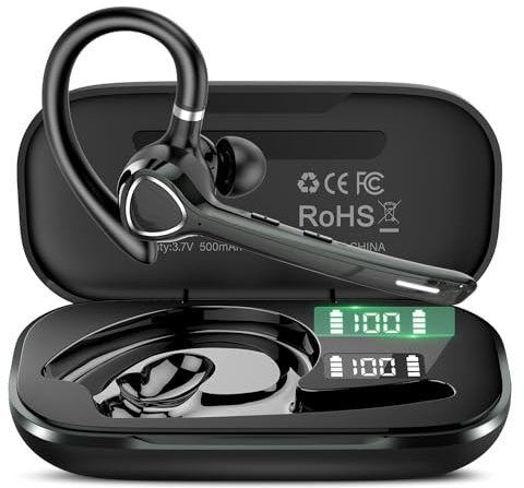 VOTAZIB Bluetooth Headset In-Ear, V5.4 Wireless Freisprech Telefon mit CVC 8.0 und ENC Dual Mikrofon, Bluetooth Ohrhörer mit 90h Spielzeit Mic für Business/Fitnessstudio, IPX7