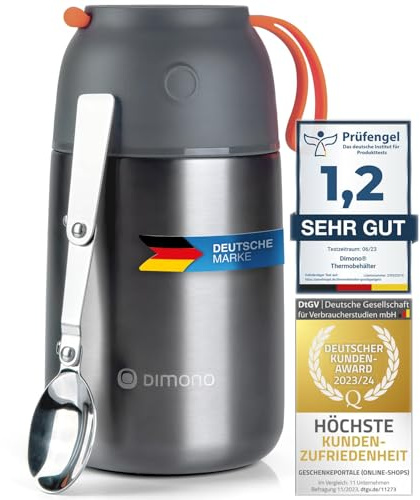 Dimono® Thermobehälter Warmhaltebehälter; Lunch-Box To-Go Lebensmittelbehälter Essensbehälter Speisegefäß aus Edelstahl (700 ml)