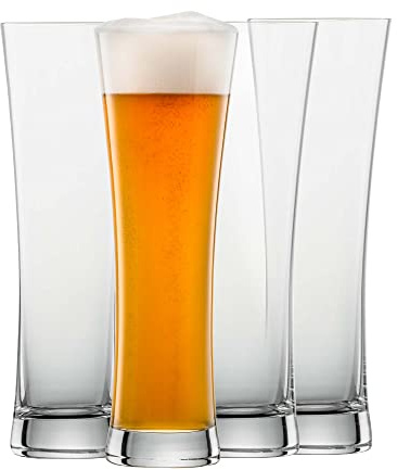 SCHOTT ZWIESEL Weizenbierglas Beer Basic 0,5 l (4er-Set), geradlinige Weizengläser für Weizenbier, spülmaschinenfeste Tritan-Kristallgläser, Made in Germany (Art.-Nr. 130007)