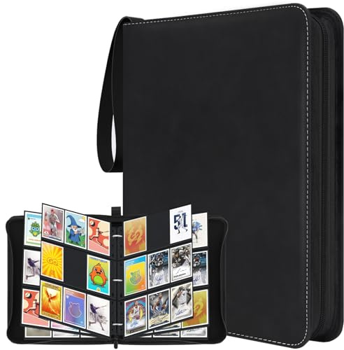 WISYOK Sammelkarten Album Groß, Sammelalbum 900 Karten mit 50 Seiten, Card Binder Schwarz aus Wasserdicht, Tragbarer Heft für Fussballkarten, Photocard, MTG, TCG
