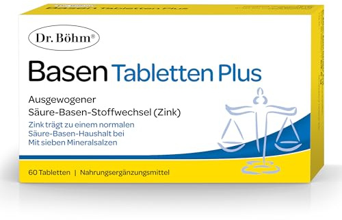 Dr Böhm Basentabletten, Säure-Basen-Balance mit Magnesium, 60 Tabletten | Mit Kalium, Calcium, Zink, Selen und OPC aus Traubenkernen - zur Entsäuerung - geschmacksneutral, glutenfrei, laktosefrei