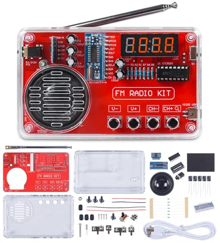 PEMENOL Löten Praxis Kit, DIY FM Radio Löt Bausatz mit USB Digital Display Elektronische Kits Löten Lernen Set für Anfänger Erwachsene Papa Geschenk Löten übungsset