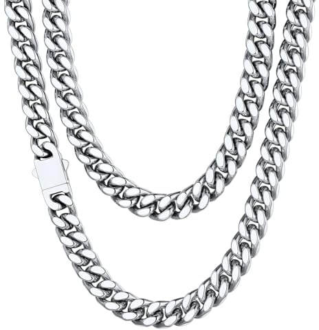 ChainsHouse Panzerkette Herren Miami Kette 51cm Halskette Edelstahl Kette Mann Gliederkette 9mm breit Damen Robuste Edelstahlkette Herrenkette Halsreif Halsschmuck für Ehefrau