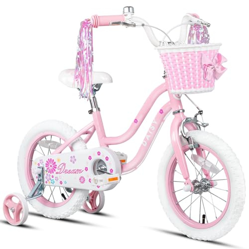 Glerc Kinderfahrrad 12/14/16 Zoll für 2-7 Jahre Mädchen Fahrrad mit Korb, Luftschlangen, Stützräder und Glocke