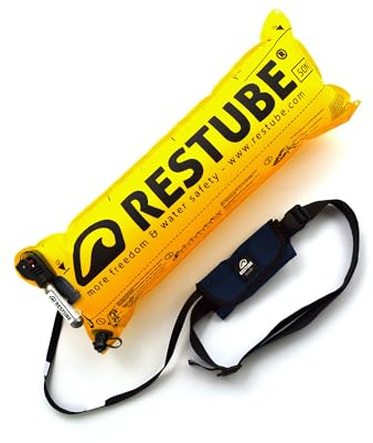 RESTUBE Beach – Aufblasbare Boje mit Notfallpfeife – Für sicheres Schwimmen mit Familie & Kindern – Ultraleicht & kompakt – Ideal für Strand, Urlaub, Freiwasser – Unisex Sicherheitsboje