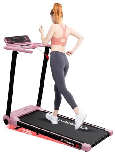 CITYSPORTS Elektrisches Laufband,Klappbares Laufband für Zuhause bis 12 km/h,mit LED-Anzeige,APP und 360° Tablet Holder,kompakte Walking Pad für Zuhause und Büro (Pink)