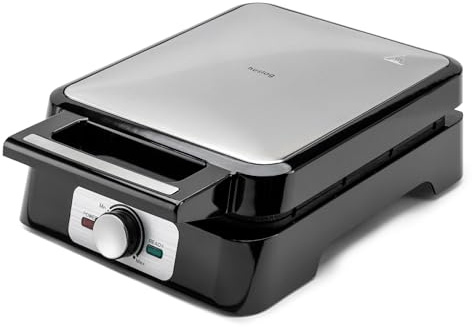 Huslog Waffeleisen 1500W XXL Für 4 Grosse Waffeln Temperaturregelung Silber
