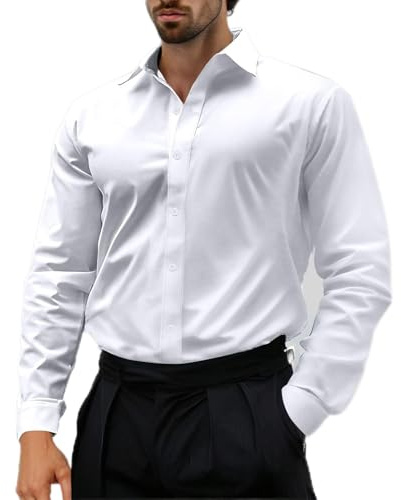 Hemd Herren Slim Fit Businesshemd Modische Langarmshirt Business Herrenhemden Langarm Anzug Shirt Einfarbig Langarmhemd Knöpfe Revers Oberteile Leichte Hemdbluse Regular Fit Trachtenhemd