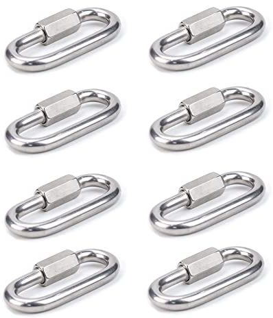 8 Stück 304 Edelstahl Schraubverbinder M6 Edelstahl kettenglieder Schäkel Groß 6MM Drahtseil Zubehör Kettenverbinder Schlüsselanhänger Schnellverschluss Quick Link(Lewttyer®)