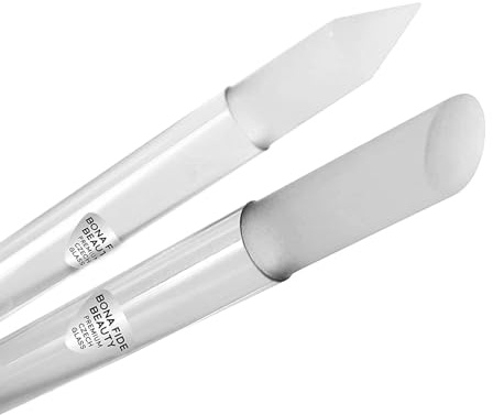 Bona Fide Beauty Nagelhautschieber aus tschechischem Glas, transparent | Doppelseitiger Nagelhautschieber mit Schutzetui, sanfter Manikürestift aus Glas, waschbar und wiederverwendbar