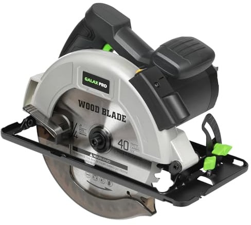 GALAX PRO 1400W Handkreissäge, 2x 185mm Sägeblätter, 6000 U/min, Schnitttiefe 62mm (90°) / 48mm (45°), Schnittwinkel 0°-45° verstellbar, Elektrokreissäge für Heimwerker & Profis