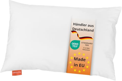 sleepling Kinderkopfkissen 40x60 cm, Kopfkissen aus 100% Baumwolle, Babykopfkissen 40 x 60 cm, Kissen mit kindersicherem Reißverschluss, Oeko-TEX, Made in EU, bis 60 Grad waschbar
