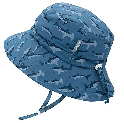 Jan & Jul Schnell Trocknender Sonnenhut für Jungen, Ideal zum Schwimmen (XL: 5-12 Jahre, Hai)