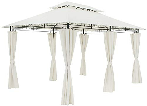 CASARIA® Pavillon Topas 3x4m Metall Wasserabweisend UV-Schutz 50+ mit Seitenteile Stabil Gartenpavillon Luxus Modern Creme
