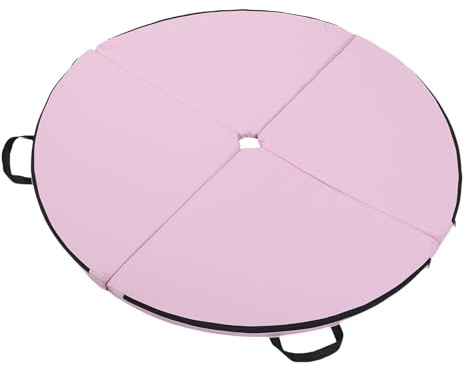 CHICIRIS Pole Dance Crash-Matte, Faltbares Sicherheitspolster aus Hochdichtem EPE-Schaum für das Training, Rosa, 120 cm Durchmesser, mit Griff, für Heim-Fitness-Workouts, PU-Leder