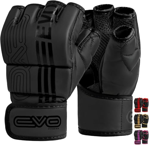 EVO Fitness MMA-Handschuhe, Martial Arts Handschuhe, Grappling Sparring für Herren, Muay Thai Käfig, Kampfsport, Damen, Rosa, UFC, Boxsack, Training (Schwarz, L)