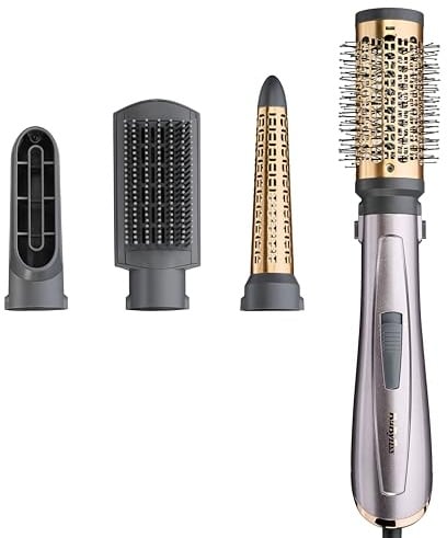 BaByliss Air Style 1000 – All-in-One Warmluftbürste, Volumizer, Glättbürste und Lockenstab, Ionen-Technologie für Anti-Frizz, 4 Aufsätze, Kupfer/Grau, AS136E