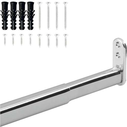 vasalat Kleiderstange ausziehbar 40-60 cm, robust & vielseitig - ausziehbare Kleiderstange, Garderobenstange bis 20kg belastbar - Schrankrohr ausziehbar mit Halterung