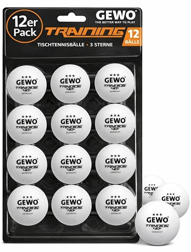 GEWO Tischtennisbälle 3 Sterne Training 40+, 12er Premium Tischtennis Bälle | Ping Pong Bälle aus ABS Plastik für Training, Verein & Freizeit, Tischtennis Zubehör