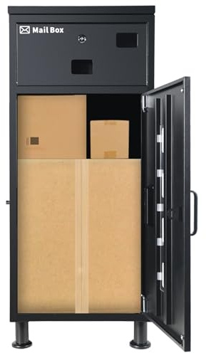 Paketbox Mit Briefkastenxxl Paketbox FüR DraußEn Groß850x400x400mmzwei SchlöSser, HöHenverstellbare Basis, Diebstahlgesicherte Montage. Regen- Und RostgeschüTzt.Schwarzgrau.