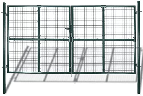 vidaXL Doppeltor Zauntor Doppelflügeltor Garten Hoftor Gartenpforte mit Pfosten