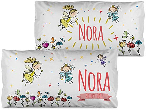 LolaPix Kinder Kopfkissen Personalisiert mit Name. Geschenke für Kinder. Füllung enthalten. Verschiedene Designs zur Auswahl. Verschiedene Größen zur Auswahl. Feen
