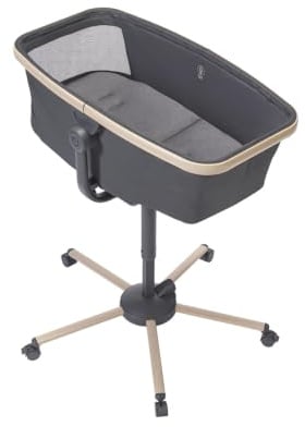 Maxi-Cosi Alba, 3-in-1 Stubenwagen, 0–3 Jahre (0–15 kg), Beyond Graphite | Baby Stubenwagen, Babywippe, Hochstuhl, Kompatibel mit Alba Meal Kit