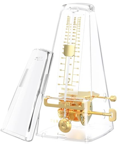 TERENCE Mechanisches Metronom präzise Pyramide Klar | Für Klavier, Gitarre, Bass, Violine u.v.m. Ideal für Anfänger, Kinder & Profis, Zuhause/Unterricht, auch Geschenk